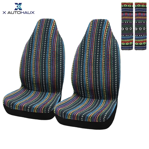 X Autohaux 2pcs Universal Front Seat Cover With Saddle Blanket Seat-Belt Pad Protectors for Car 5Color Styles For Choose ► Photo 1/1