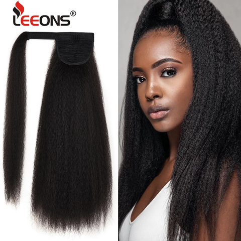 Leeons New Long Afro Kinky Curly Ponytail Synthetic Hair Pieces Natural Drawstring Ponytail Hair Extensions False Hair Pieces ► Photo 1/6