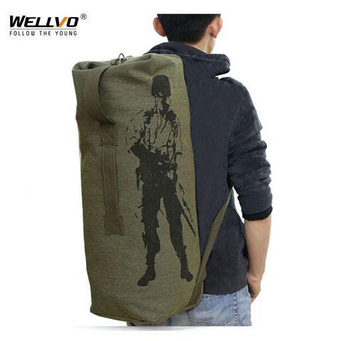 Men's Travel Bag Army Green Bucket Bags Men Backpack Canvas Backpacks Large Duffle Men Shoulder Bags Fishing Bag mochila XA820C ► Photo 1/6