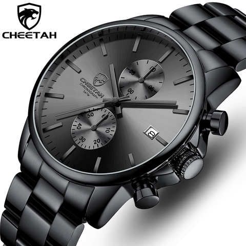 New CHEETAH Men Watch Luxury Brand Business Black Quartz Watches Mens Waterproof Chronograph Sport Wristwatch Date Male Clock ► Photo 1/6