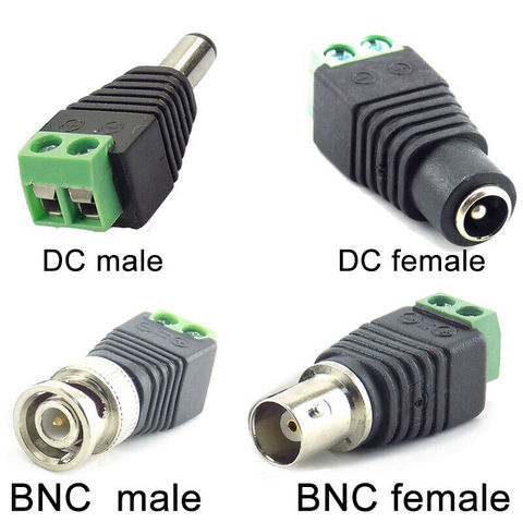 2/5/10pcs 12V DC BNC Male female Connector Coax CAT5 Video Balun Adapter Plug for Led Strip Lights CCTV Camera Accessories ► Photo 1/6