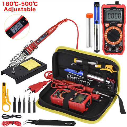 JCD Soldering iron kits with Digital Multimeter Auto Ranging 6000 counts AC/DC 80W 220V Adjustable Temperature welding solder ► Photo 1/6