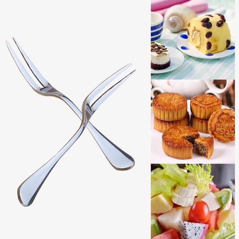 1PC Fruit Fork Stainless Steel Silver Two-toothed Fork Cake Dessert Fork  Western Small Fork Home Flatware Kitchen Accessory ► Photo 1/6