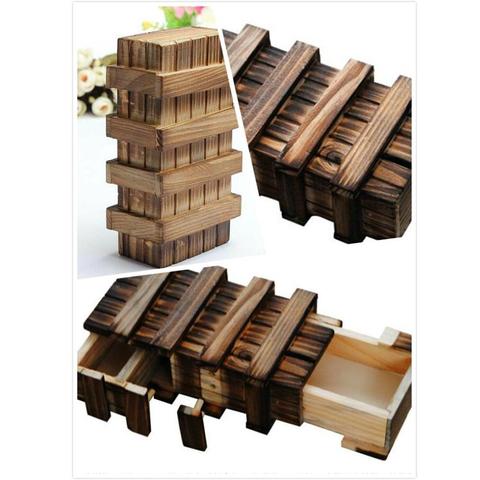 Magic Compartment Wooden Puzzle Box With Secret Drawer Brain Teaser Funny Baby Kids Educational Puzzles Toy ► Photo 1/6