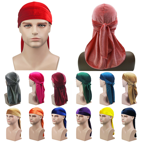 Unisex Men Women Velvet Breathable Bandana Cap Turban Hats Durag Headwear Scarf