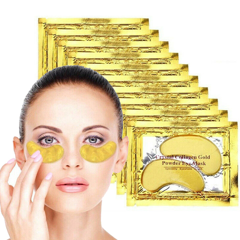 10pcs Gold Eye Mask Patches Crystal Collagen Anti Aging Remove Puffiness Dark Circles Moisturizing Sleep Eyes Pads Gel Skin Care ► Photo 1/6
