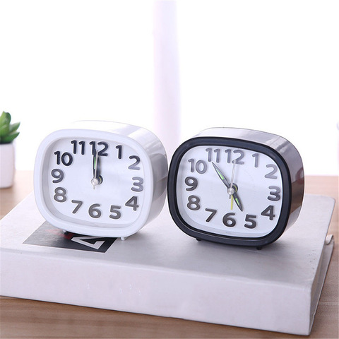Square Round Small Alarm Clock Snooze Silent Sweeping Wake Up Table Clock Battery Powered Compact Portable Travel Alarm Clock ► Photo 1/6