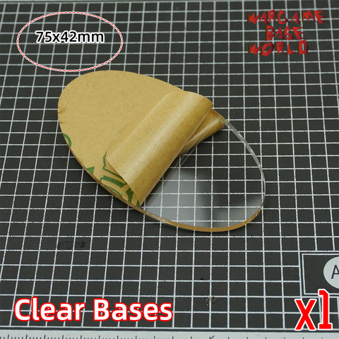 TRANSPARENT / CLEAR BASES for Miniatures - wargame oval bases  75x42mm oval bases ► Photo 1/6