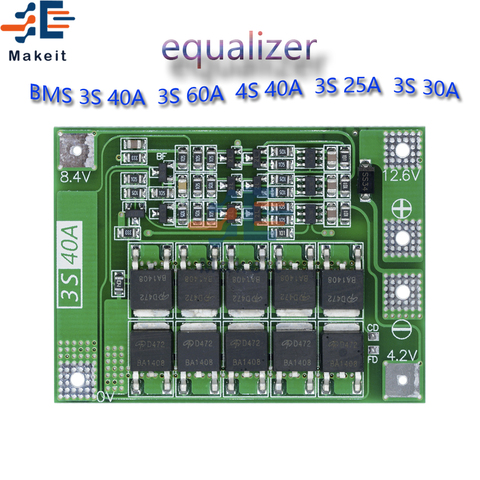 Smart BMS 3S 4S 25A 30A 40A 60A 12v 48v 18650 Li-ion Lithium Battery Charger Protection Balance Board With Balancers Equalizer ► Photo 1/6