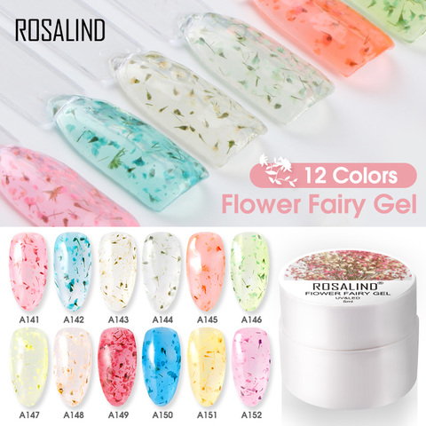 ROSALIND Dry Flower Gel Nail Art Varnishes Fairy Soak Off Gel Nail Polish Manicure UV LED Primer Gel Polish For Nails Design ► Photo 1/6