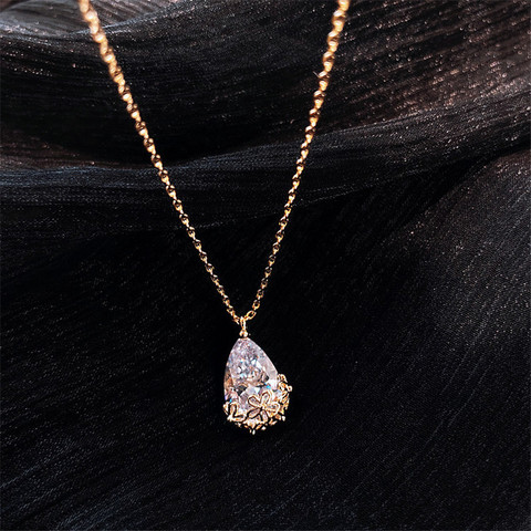 14K Gold Water Drop Lab Diamond Pendant Real 925 Sterling Silver Party Wedding Pendants Necklace For Women moissanite Jewelry ► Photo 1/6