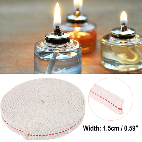 4.5m/15ft Feet White Flat Cotton Alcohol Wick Oil Lamp Wicks Burner For Glass Oil Lamps Lanterns Accessories ► Photo 1/1