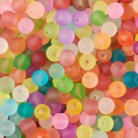500pcs Mixed Color Round Transparent Frosted Glass Bead for Jewelry Making DIY Bracelet Necklace Accessories Findings 4 6 8 10mm ► Photo 1/6