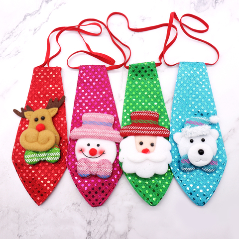 1pcs Christmas Tie Sequins Santa Claus Snowman Reindeer Bear Christmas Decorations For Home Xmas Decoration Kids Toy Ornaments ► Photo 1/6