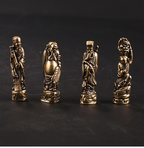 Handmade retro Brass The Eight Immortals Crossing  the Sea statue DIY desktop ornament Miniature Fitting Pendant accessories a52 ► Photo 1/6