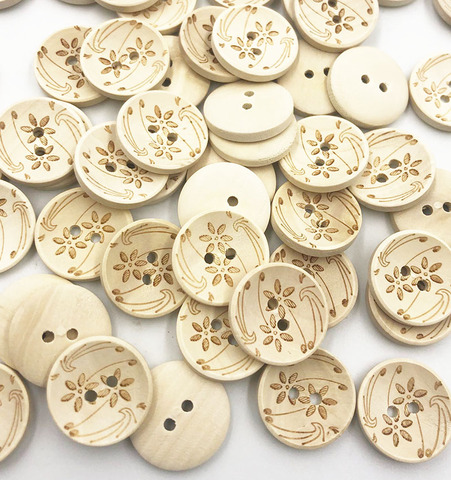 50pcs Flower Wood Buttons Sewing Scrapbooking Gift Handwork Home Clothing Decor Wooden Decorative handmade  WB753 ► Photo 1/1