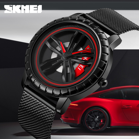 SKMEI Mens Watches Top Brand Luxury Car Wheel Rotating Dial Creative Watches Waterproof Quartz Man Wrist Watch Relogio Masculino ► Photo 1/6