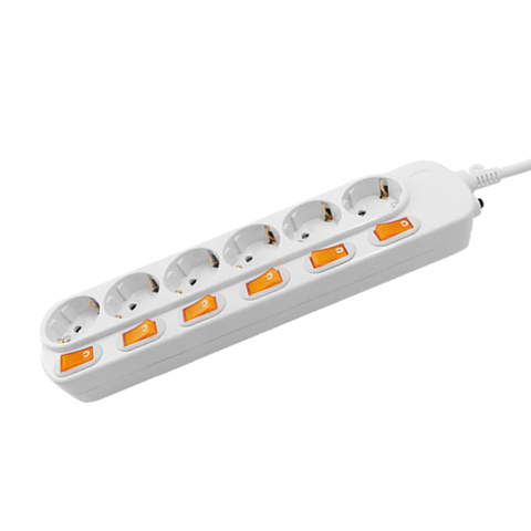 Power Strip Surge Protection 6 Outlets EU Socket Plug Electrical Extension Sockets Independent Switches 1.5/2.5m wire ► Photo 1/6