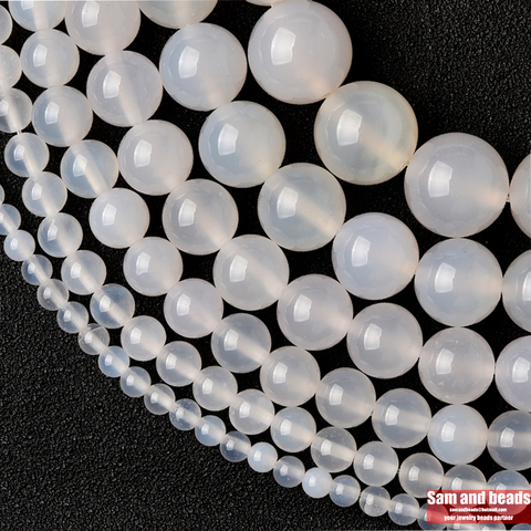 A Grade Natural Stone Clear White Agates Beads For Jewelry Making DIY Bracelet Necklace 4/6/8/10/12mm Strand 15'' ► Photo 1/1