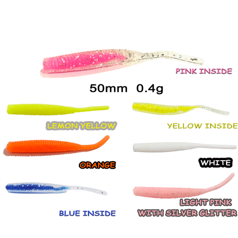 Micro Mini Soft Lures Rock Fishing 70pcs 4.8cm 0.4g Worms Shone Soft Bait Shad Fly Fishing Silicon Bait Fishing Jig Lure ► Photo 1/6