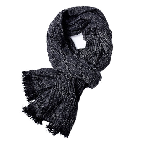 Male Brand Winter Scarf Men Warm Soft Tassel Bufanda Casual Cotton Linen Crinkle Men'S Scarves Shawl Black Navy Man Scarfs ► Photo 1/6