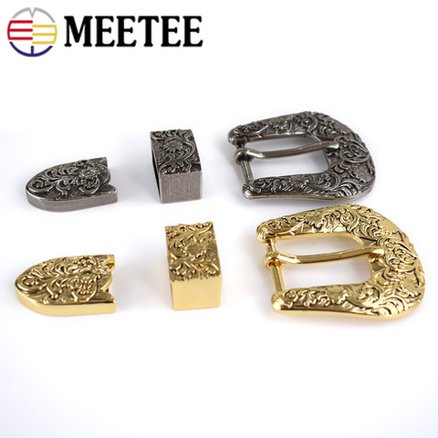Meetee 1set 25mm Retro Carved Unisex Belt Buckles Metal Buckle Head DIY Leather Craft Decorative Hardware Accessories ZK785 ► Photo 1/6
