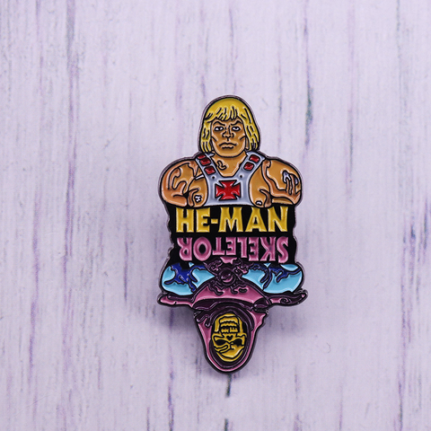 He-Man Skeletor Flip Lapel Pin Masters Of The Universe brooch ► Photo 1/2