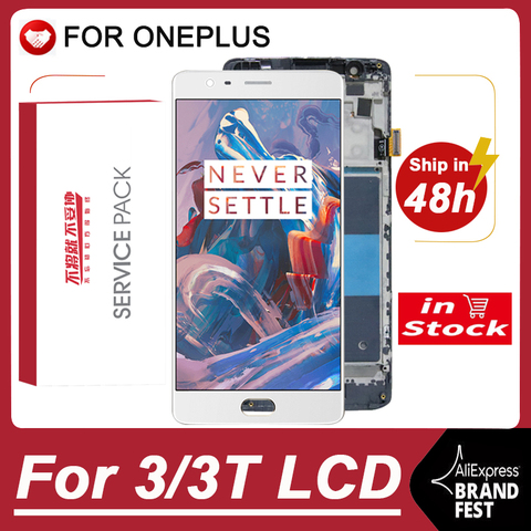 OLED / 100% Original 5.5'' AMOLED Display Replacement For Oneplus 3 LCD Display Touch Screen For OnePlus 3T A3000 LCD Screen ► Photo 1/6