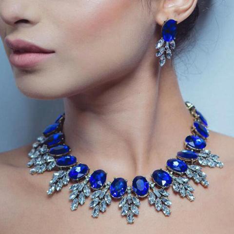 Luxury Glass Crystal Leaf Large Collar Choker Necklace Women Indian Statement Big Bib Necklace Female Maxi Necklace Jewelry ► Photo 1/5