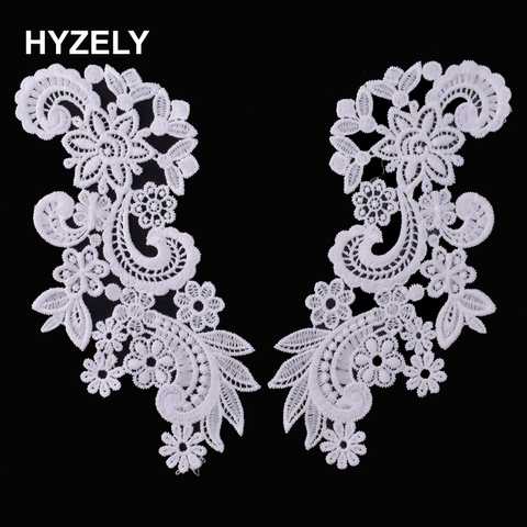 1 Pair Embroidery Neckline Collar Applique Trim Sewing White Lace Fabric DIY Women's Fashion Accessory Scrapbooking BW056 ► Photo 1/3