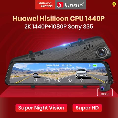 Junsun H166 Super HD 2K 1440P Dash Cam Huawei Hisilicon Sony Sensor Car DVR Camera Video Recorder RearView Mirror Night Vision ► Photo 1/6