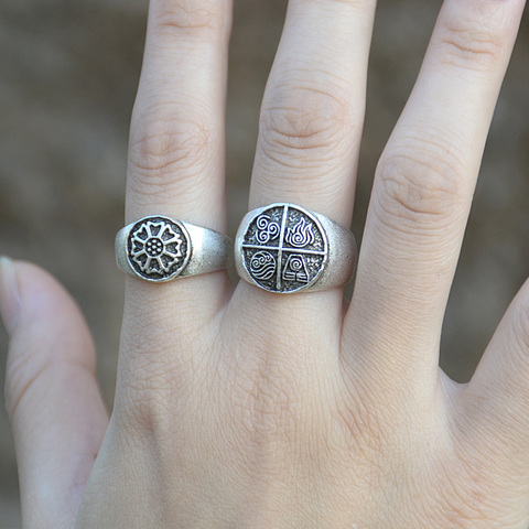 Avatar The Last Airbender Ring Air Fire Earth Water Elements Ring Jewelry ► Photo 1/3