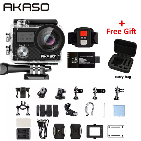 AKASO Brave 4 4K 20MP WIFI HD Action Camera Ultra HD with EIS 30m Underwater Waterproof Remote control 5X Zoom Helmet Sport cam ► Photo 1/6
