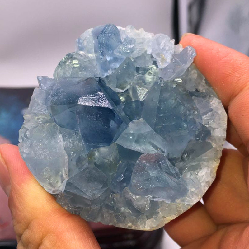50g Natural Clear Blue Fluorite Quartz Crystal Healing Cluster Mineral Specimen 