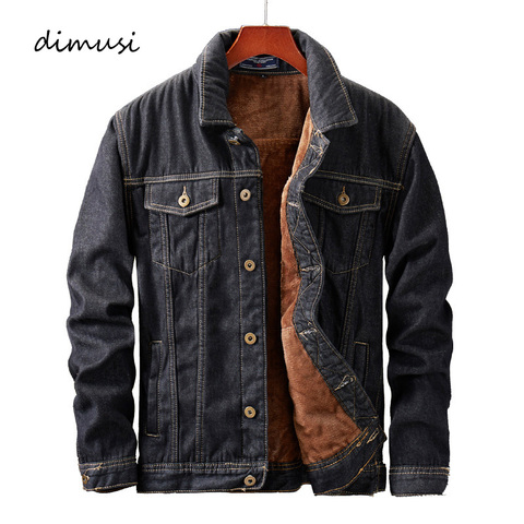 DIMUSI Winter Men's Denim Jacket Fashion Male Fleece Thick Warm Jackets Male Casual Slim Fit Ripped Cowboy Jean Jackets Clothing ► Photo 1/6