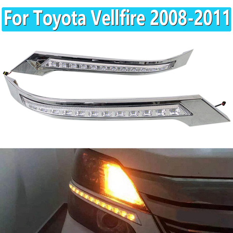 1 Pair For Toyota Vellfire 2008 2009 2010 2011Car LED DRL Daytime Running Lights Daylight Turn Signal Waterproof ► Photo 1/6