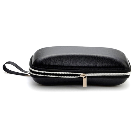 High Quality Black Leather Glasses Case Set Ladies Glasses Case Glasses Case With Lanyard Zipper Men's Glasses Case ► Photo 1/6