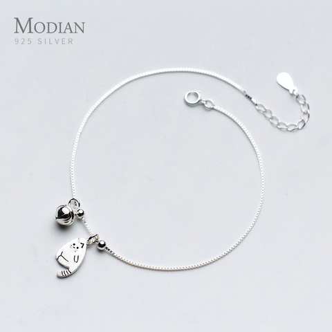 Modian Hot Sale Tiny Cat Bell Animal Bracelet Fashion Chain 925 Sterling Silver Charm Romantic Bracelets For Women Jewelry Gift ► Photo 1/3