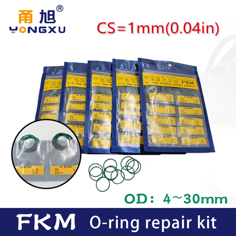 Green Fluorine rubber Ring FKM thickness CS1mm multiple size repair kit combination O-Ring Seal Oil Gaskets wear resistant ► Photo 1/1