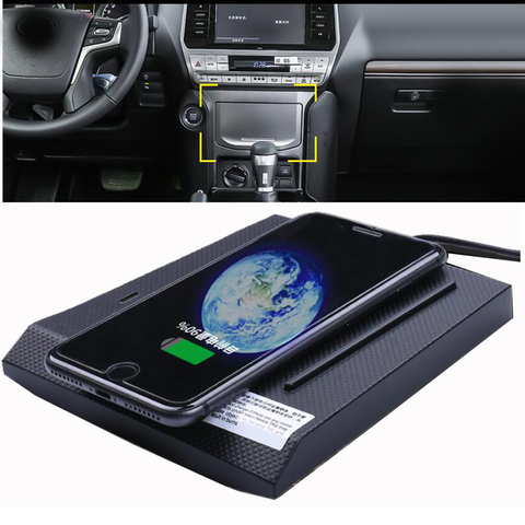 Car Central Console Qi Wireless Charger 10W Fast charger for Toyota Land Cruiser Prado 150 2010~2022 Wireless Phone Holder Panel ► Photo 1/6