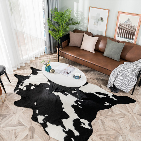 2022 new white black Cow faux zebra skin cowhide carpet Big Size Brown white Imitation Leather Natural stripe Cowskin Mat ► Photo 1/5