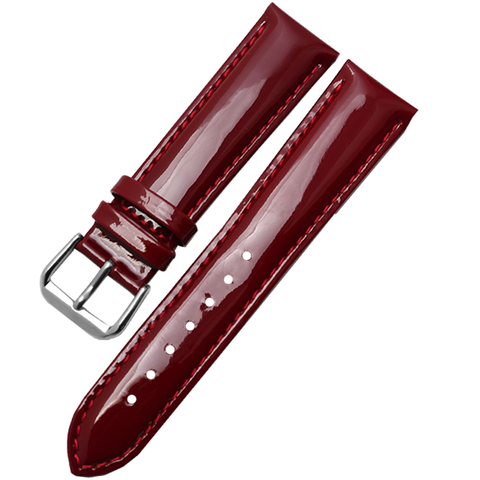 lacquered genuine leather  watchband For women's brand wristband Fashion bracelet 14 16 18 20mm black red purple ► Photo 1/6