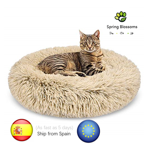European Line-Donut Dog Bed, Soft Shag Plush Cat Cushion, Anti-Slip Machine Washable Self-Warming Kennel-Improved Sleep for Pets ► Photo 1/5