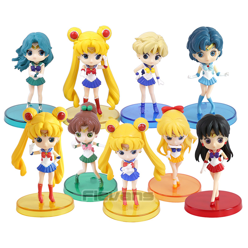 Buy Online Q Posket Sailor Moon Mercury Mars Jupiter Venus Neptune Uranus Pvc Figures Toys 3pcs Set 8cm Alitools