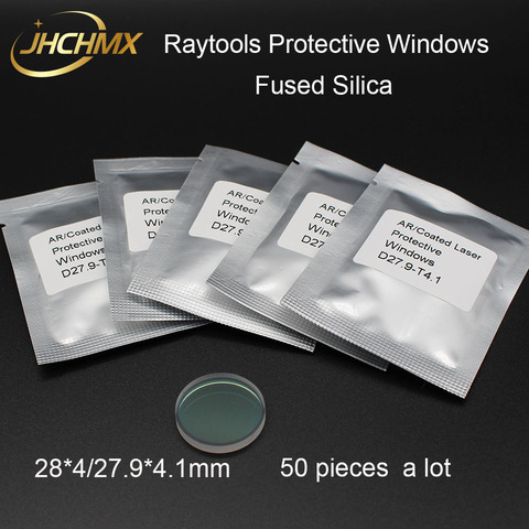 JHCHMX 50pcs/lot Raytools Laser Protective Lens/Glass 1064nm 28*4/27.9*4.1mm For Raytools Bodor Fiber Laser Cutting Machine ► Photo 1/4