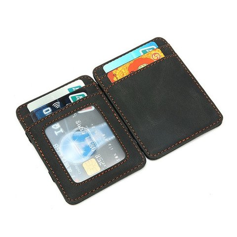 High Quality Vintage Mini Men's Crazy PU Leather Magic Wallet Small Coin Purse Credit Card Holder Slim Transparent ID Bag ► Photo 1/6