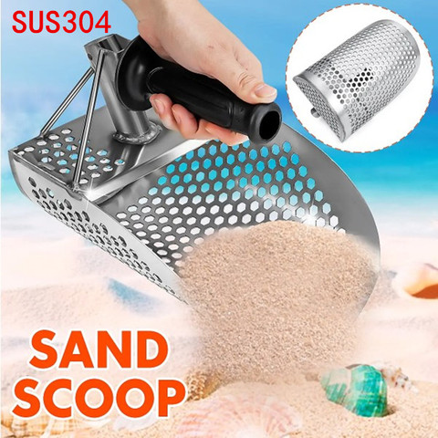 Sand Scoop for Metal Detecting, Stainless Steel with Hexahedron 8MM Holes for Beach Treasure Hunting PI750 Shovel Hunting Tool ► Photo 1/1