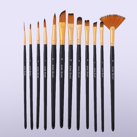 12 Pcs Painting Brushes Art Paintbrush Sets Miniature Paint Artists Brush