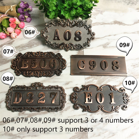 ABS Plastic European Retro Style Customized House Number Imitation Metal Bronze Door Plate Address House Number Plate For House ► Photo 1/6
