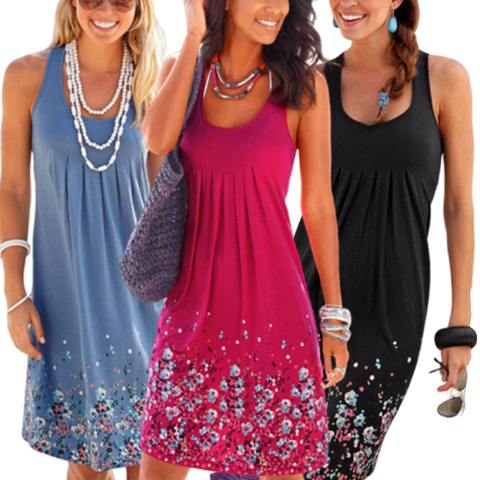 Summer Sundresses Women Plus Size 5xl Sexy Beach Style Dress Floral Print Sukienka A Line Scoop Neck Sleeveless Multiway Dress ► Photo 1/1